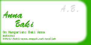 anna baki business card